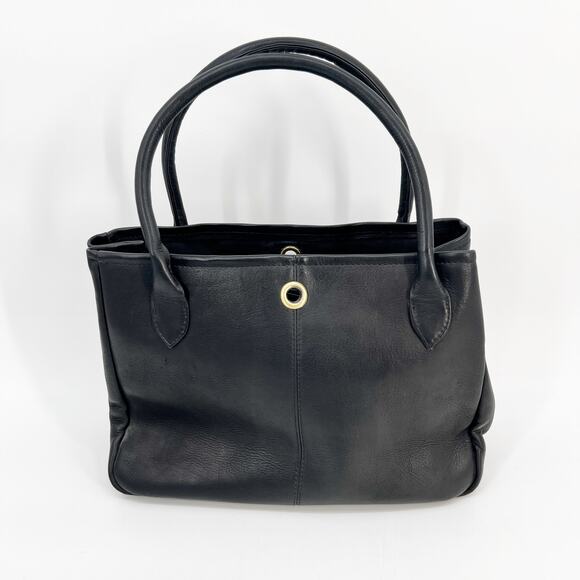 Clava Leather Tassel Handbag Black Leather Top Handle Bag Removable Pouch FLAW - Picture 2 of 10